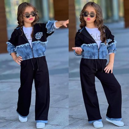 3 dielna dievčenská súprava - Čierna (Veľkosť 134/140)