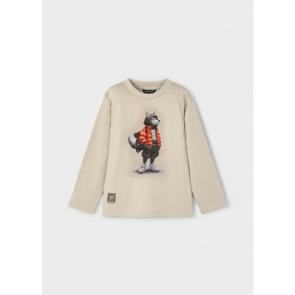 MAYORAL chlapčenské tričko s potlačou - Béžová (Veľkosť 128)