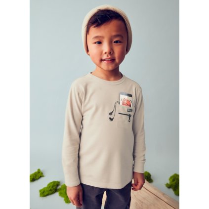 MAYORAL chlapčenské tričko s dlhým rukávom - Béžová (Veľkosť 140)
