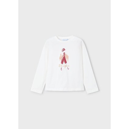 MAYORAL bavlnené dievčenské tričko - Cream (Veľkosť 140)