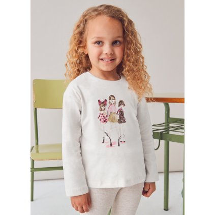 MAYORAL bavlnené dievčenské tričko (Veľkosť 134, Farba Biela)