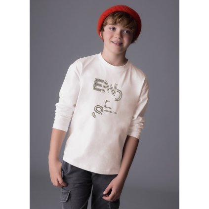 MAYORAL chlapčenské basic tričko - Cream (Veľkosť 158)
