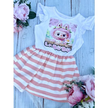 Bavlnené letné šaty LABUBU - Ružová (Veľkosť 152/158)