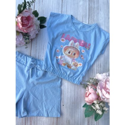 2 dielny dievčenský letný set LABUBU - Modrá (Veľkosť 152/158)