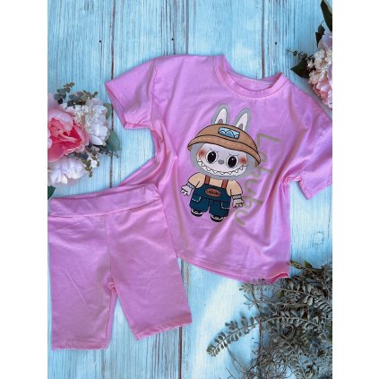 2 dielny dievčenský letný set LABUBU - Ružová (Veľkosť 110/116)