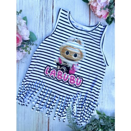 Diievčenské strapcové tričko bez rukávov LABUBU - Mnohofarebné (Veľkosť 104/110)