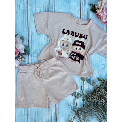 2 dielny dievčenský letný set LABUBU - Béžová (Veľkosť 98/104)