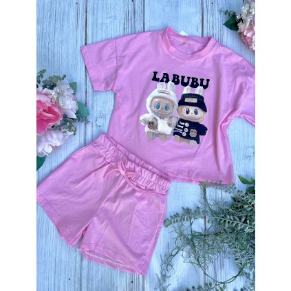 2 dielny dievčenský letný set LABUBU - Ružová (Veľkosť 98/104)