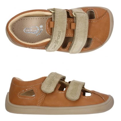 Chlapčenské celokožené barefoot sandále SLIM - Hnedá (Veľkosť 31)