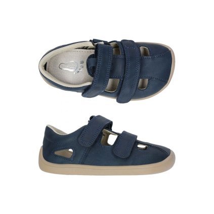 Chlapčenské celokožené barefoot sandále - Modrá (Veľkosť 30)