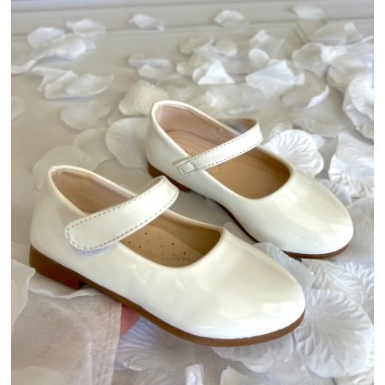 Biele dievčenské lakovky - Biela (Veľkosť 28)