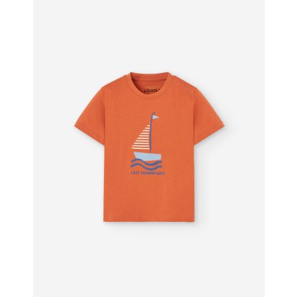 Chlapčenské bavlnené tričko krátky rukáv - Oranžová (Veľkosť 86)