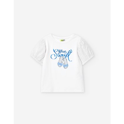 Dievčenské tričko s krátkym rukávom - Biela (Veľkosť 122)