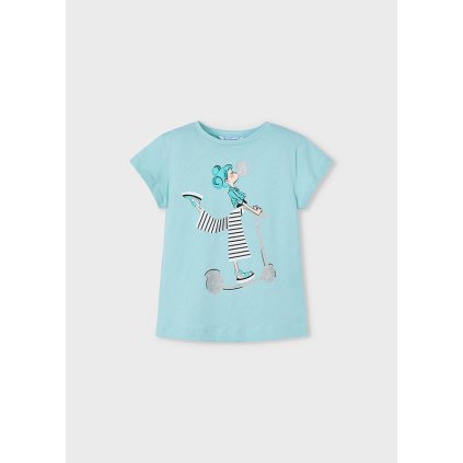 Dievčenské tričko s krátkym rukávom - Modrá (Veľkosť 104)