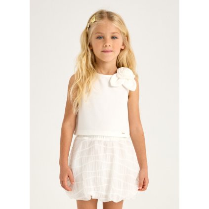 Dievčenský set tričko + sukňa - Cream (Veľkosť 134)