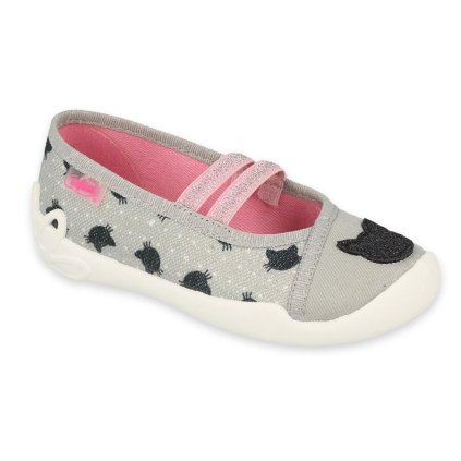 Dievčenské plátené papuče BEFADO - Sivá (Veľkosť 25)