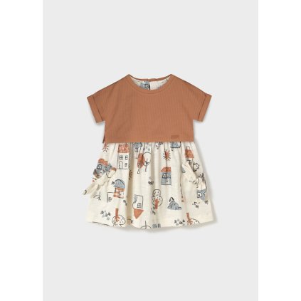 MAYORAL bavlnené dievčenské šaty tunika 2v1 - Hnedá (Veľkosť 92)