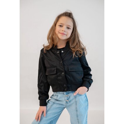 Dievčenská prechodná bunda Bomber - Čierna (Veľkosť 122/128)