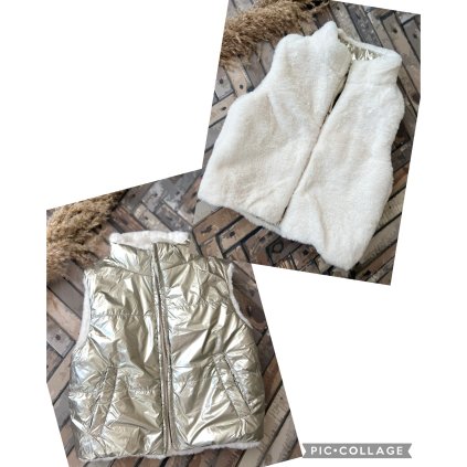 Obojstranná vesta s kožušinou - Strieborná (Veľkosť 98/104)