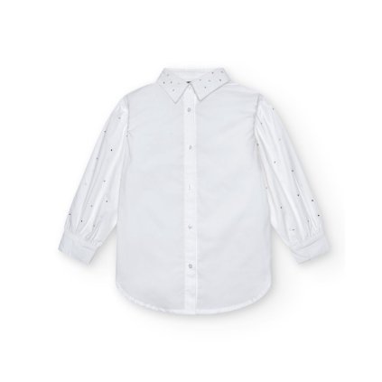 Dievčenská  košeľa  s kamienkami - Biela (Veľkosť 128)