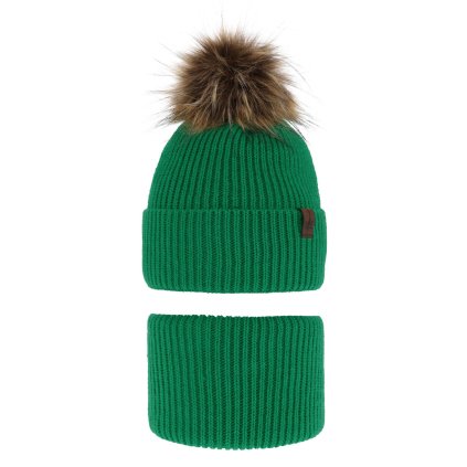 Chlapčenská zimná čiapka s nákrčníkom - Zelená (Veľkosť UNI)
