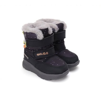 Chlapčenská LED svietiaca zimná obuv s membránou D.D.Step (Veľkosť 33, Farba Čierna)