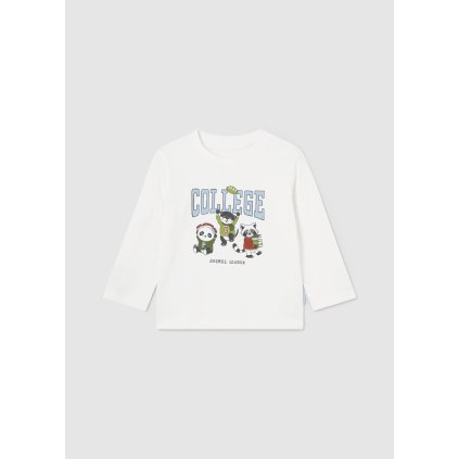 MAYORAL chlapčenské bavlnené tričko s potlačou - Cream (Veľkosť 86)