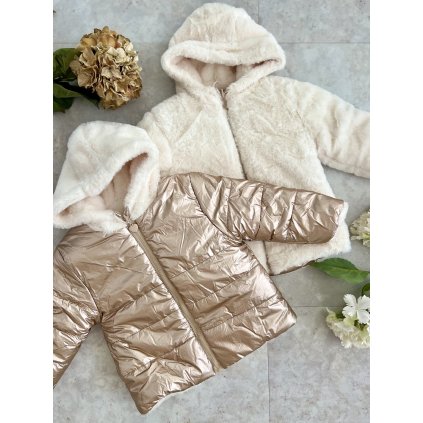 Dievčenská obojstranná zimná bunda - Champagne (Veľkosť 74)