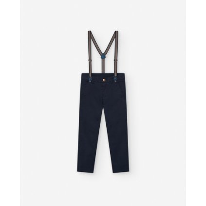 Chlapčenské športovo-elegantné nohavice+traky - Modrá (Veľkosť 98)