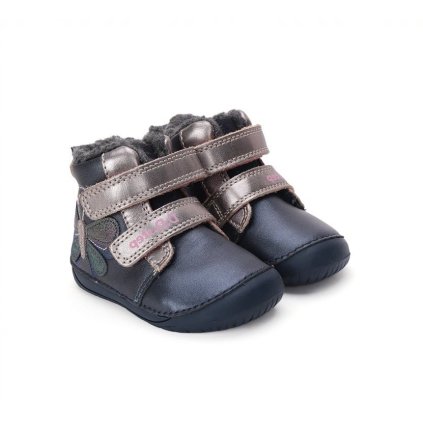 Dievčenské barefoot zimné čižmy D.D.STEP - Modrá (Veľkosť 24)