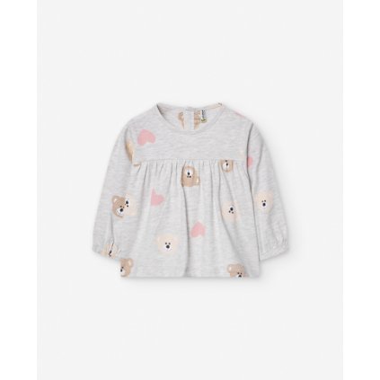 Dievčenské tričko s dlhým rukávom s potlačou - Sivá