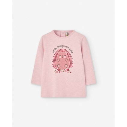 Dievčenské tričko s dlhým rukávom s potlačou - Baby pink (Veľkosť 92/98)