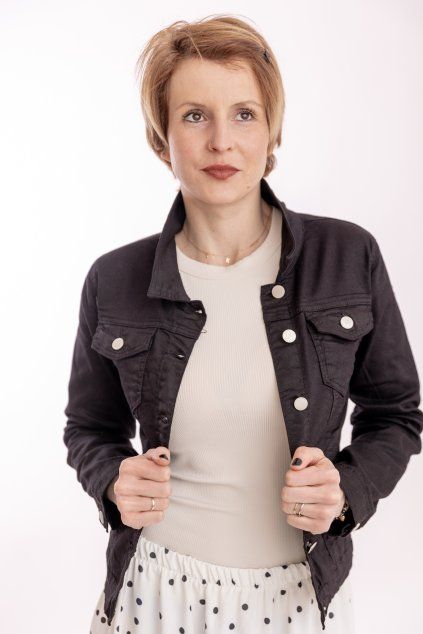 damska dzinova bunda BLACK MINI cerna