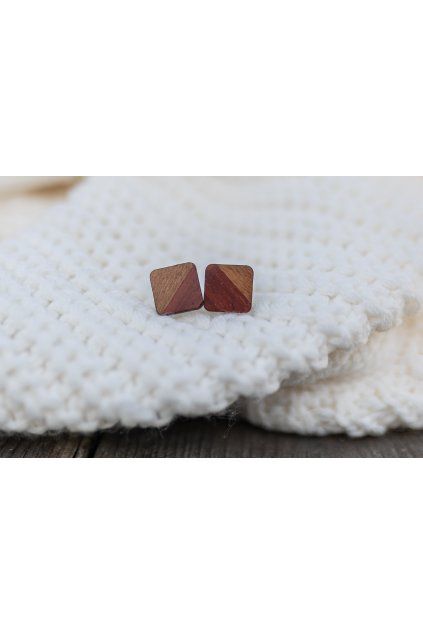 Dřevěné náušnice Dřevušky Duo světlé čtverce