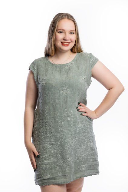 Lnene saty LINDA khaki