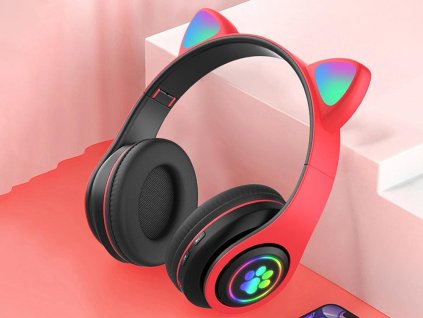 cze pl Bezdratova sluchatka bluetooth radio fm mp3 kocici usi led podsviceni 5501 7