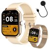 cze pm Smartwatch damske panske hodinky gumovy reminek sport bluetooth hovory zlate 7521 1