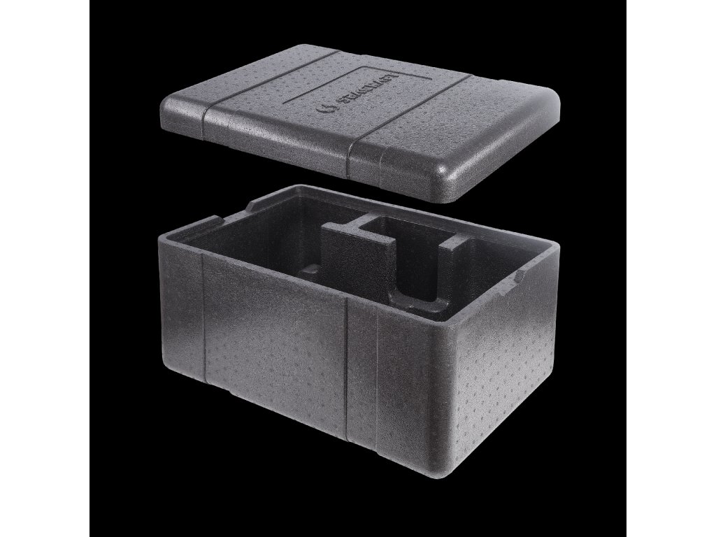 Detail vnútornej geometrie a deliacich priečok určených na bezpečnú fixáciu batériových modulov alebo elektroniky.