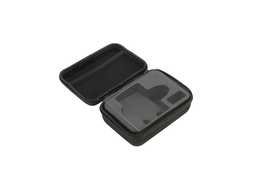 Vnútorná konfigurácia s precízne tvarovaným výrezom pre stabilitu prístroja a horným sieťovaným vreckom pre príslušenstvo.