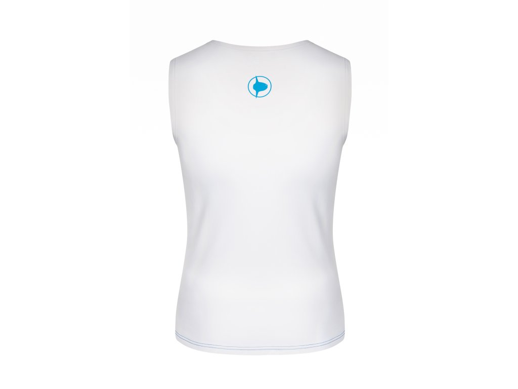 Detail zadného dielu a technického strihu, ktorý kopíruje anatómiu chrbta a minimalizuje hromadenie vzduchu pod podoblekom.