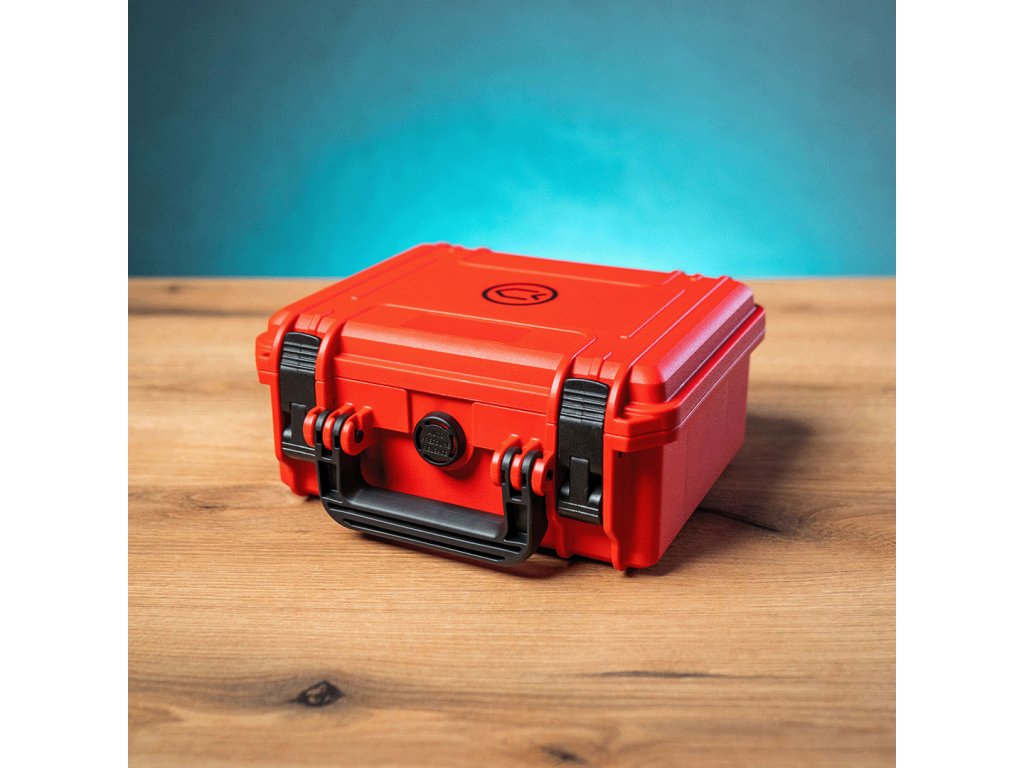 Exteriér transportného kufra s robustnými zámkami a integrovaným ventilom na vyrovnávanie tlaku pri leteckom transporte.