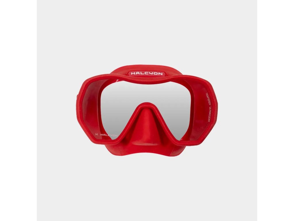 Frontálny pohľad na červenú silikónovú lícnicu a ergonomicky tvarovaný nosový priestor pre precíznu ekvalizáciu v rukaviciach.