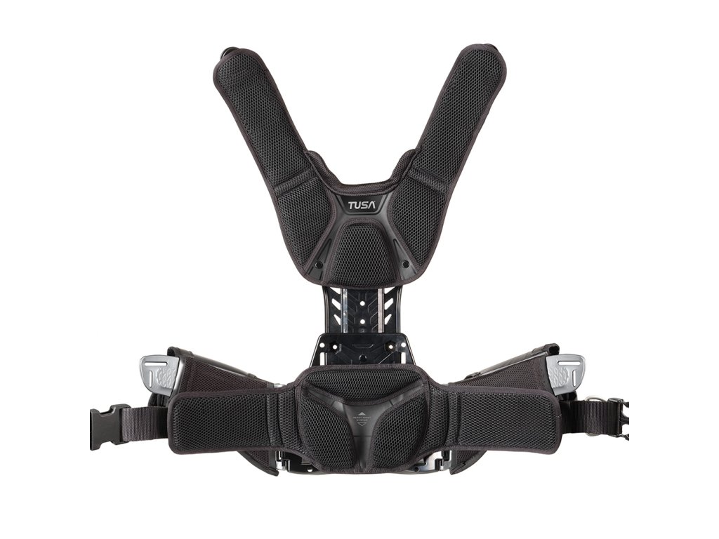 Detail chrbtového systému s 3D mesh polstrovaním a anatomicky tvarovanými ramennými popruhmi pre rovnomerné rozloženie hmotnosti.