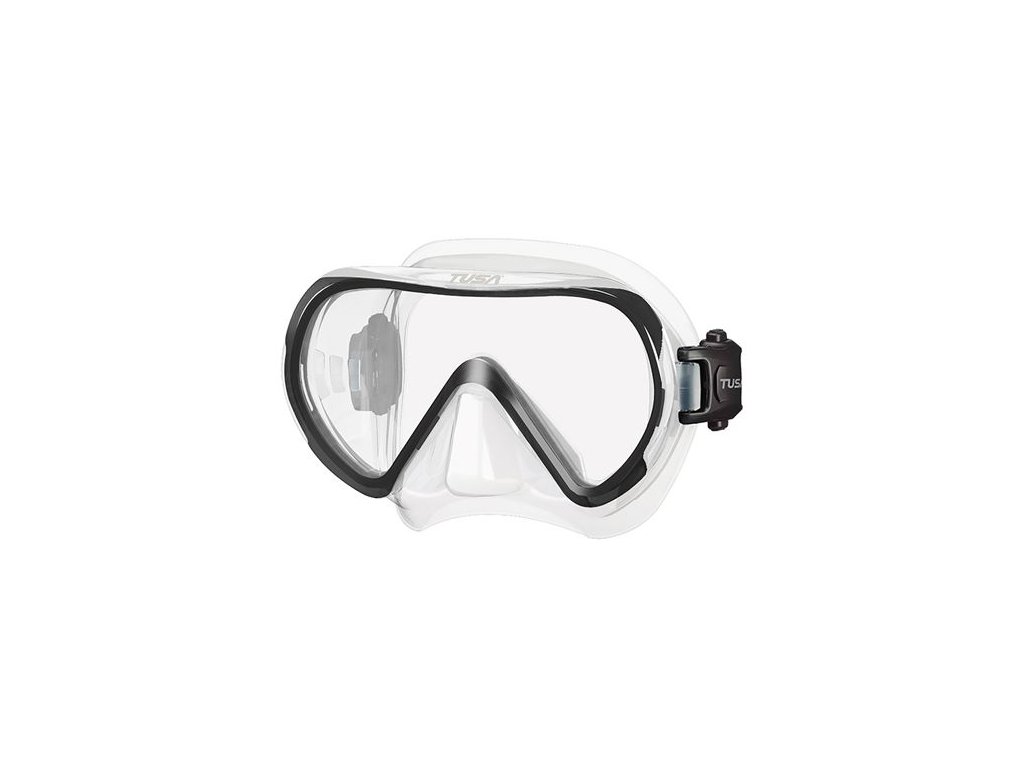 Čierne farebné prevedenie rámu zdôrazňujúce ergonomicky tvarované nosové vrecko pre ľahkú ekvalizáciu v rukaviciach.