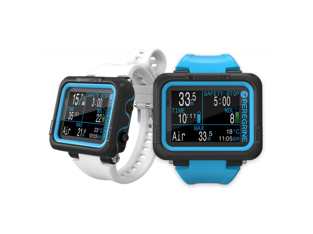 Vizualizácia hlavnej obrazovky v móde Nitrox s jasne definovanými segmentmi pre hĺbku, čas ponoru a dekompresné limity.