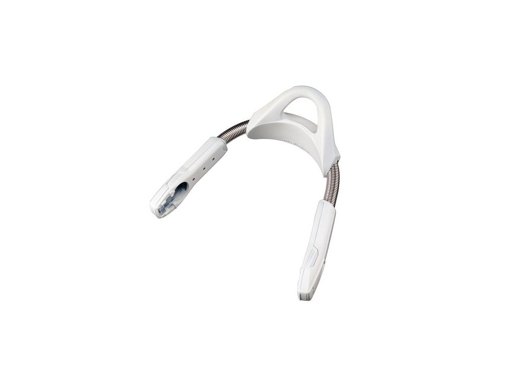 Detail svetlého farebného variantu zdôrazňujúci štruktúru úchytného mechanizmu pre čapy plutiev a ergonomické pútko pre manipuláciu v rukaviciach.