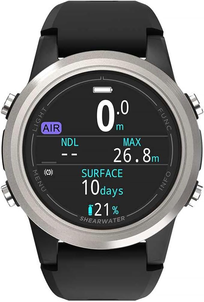 Vysoký kontrast displeja s jasne definovanými údajmi o NDL limite a maximálnej dosiahnutej hĺbke počas ponoru.