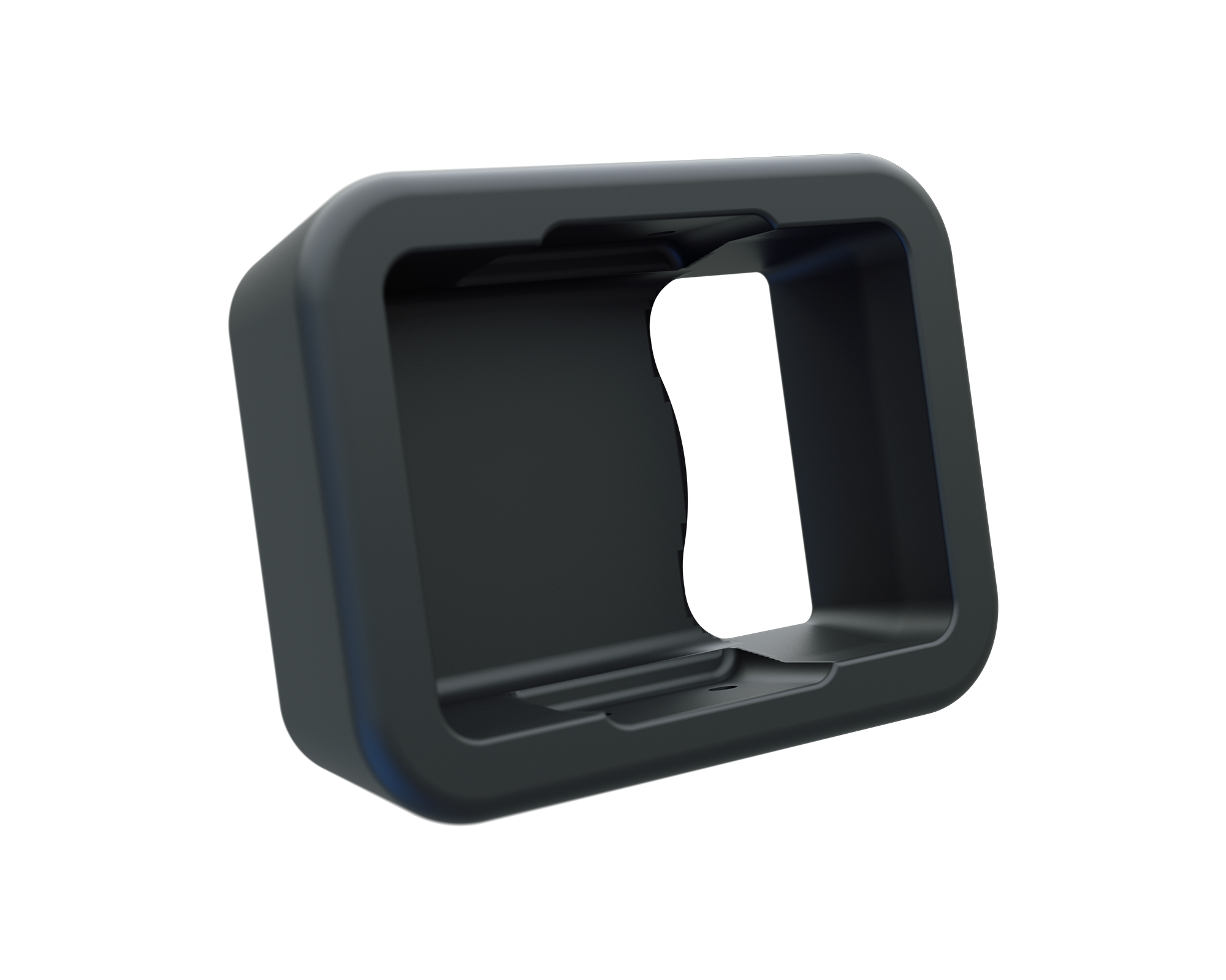 Pohľad na bočnú stenu a zaoblené hrany, ktoré znižujú hydrodynamický odpor a eliminujú riziko zachytenia o výstroj.