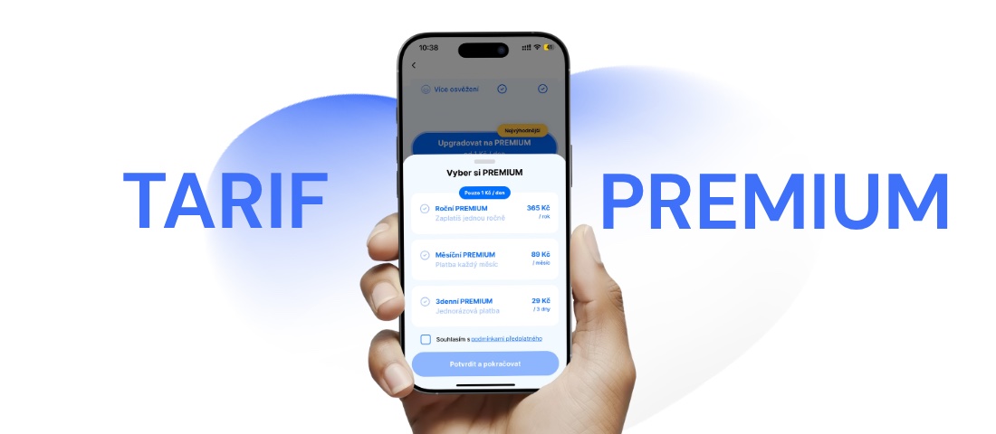 Výběr tarifu PREMIUM v aplikaci LOKNI