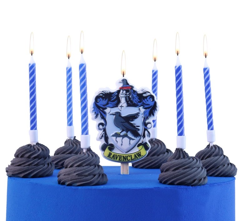 Harry Potter sviečky na tortu Bystrohlav - sada 7 ks s erbom a pruhovanými sviečkami